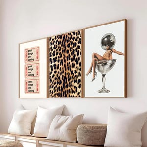 Pink Leopard Wall Art Set DOWNLOAD NOW.  Gallery 3 Trendy Fashion Stylish Prints Aesthetic Girly Wall Art Fashion Magazine