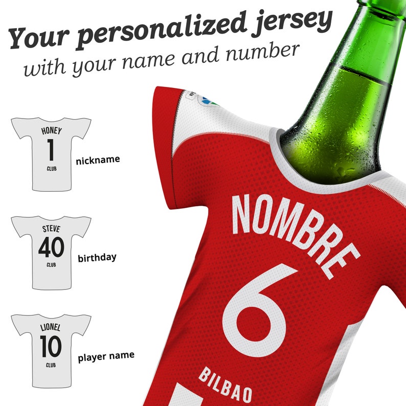 Apto para los fans del Athletic Club Bilbao, MyFanShirt camiseta personalizadaregalos para hombre, regalos, hombre, regalos personalizados imagen 3