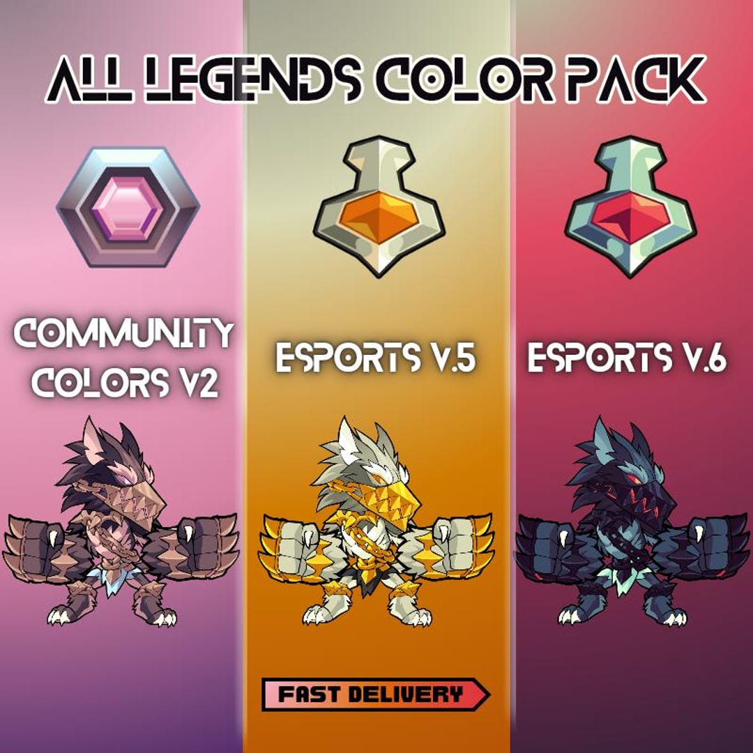 Codici Colore Esports V6 Per Brawlhalla – 66 Codici, Tutte Le Leggende – Consegna Immediata