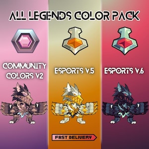 Brawlhalla All Legends All Color Pack | ESports V5 + ESports V6 + Community Colors V2 | Save 20+30% Off | Fast delivery | Brawlhalla Codes