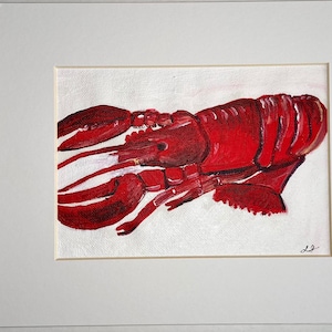 Lobster original painting very red and very pop art. Great for a kitchen or restaurant, fun art great for a theme or small area,