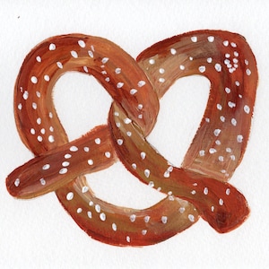 Original Art work of a Pretzel. A soft baked yummy pretzel. Who does not love these. It is Pretzel pop art impressionistic and fun.