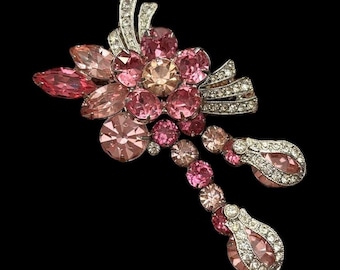 SELTEN! Eisenberg Eis Rosa Florale 1940er Jahre Brosche in Bestzustand