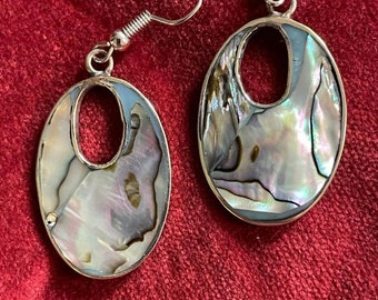 Abalone Shell Earrings in Silvertone