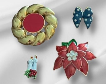 Mid Century Christmas Brooches