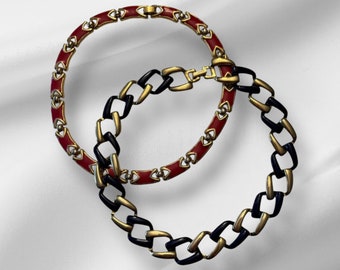 Fabelhaftes MCM Email & Gold Tone Choker Duo