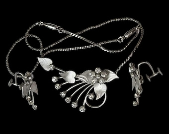 Elegant Rare Set of Krementz! Necklace and Screwback Earrings