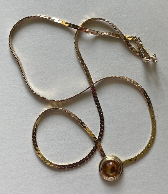 Vintage Signed Avon Gold Dot Necklace - image 1