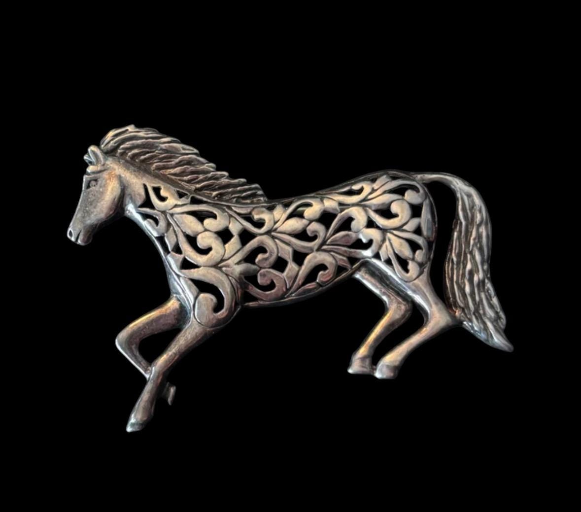 スターリングシルバーヴィンテージ馬ブローチ - Etsy 日本