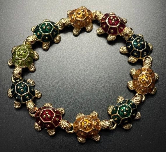 Vintage KJL Kenneth Jay Lane Turtle Link Bracelet - image 2