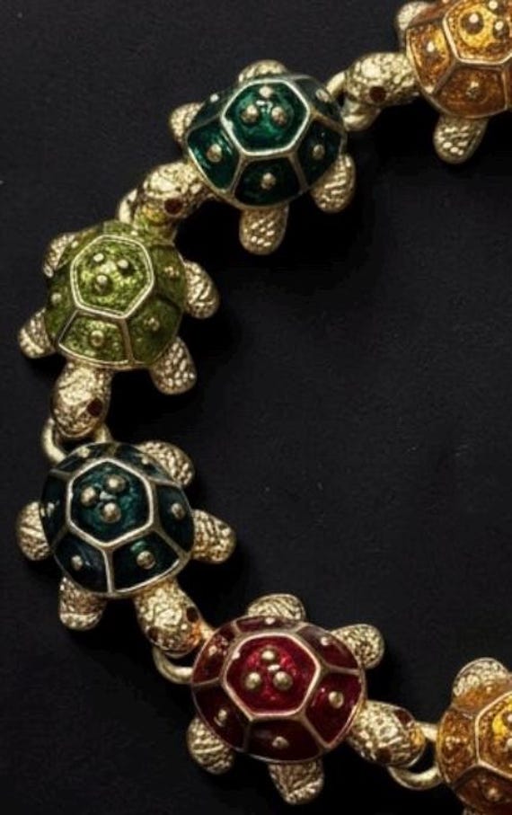 Vintage KJL Kenneth Jay Lane Turtle Link Bracelet - image 4