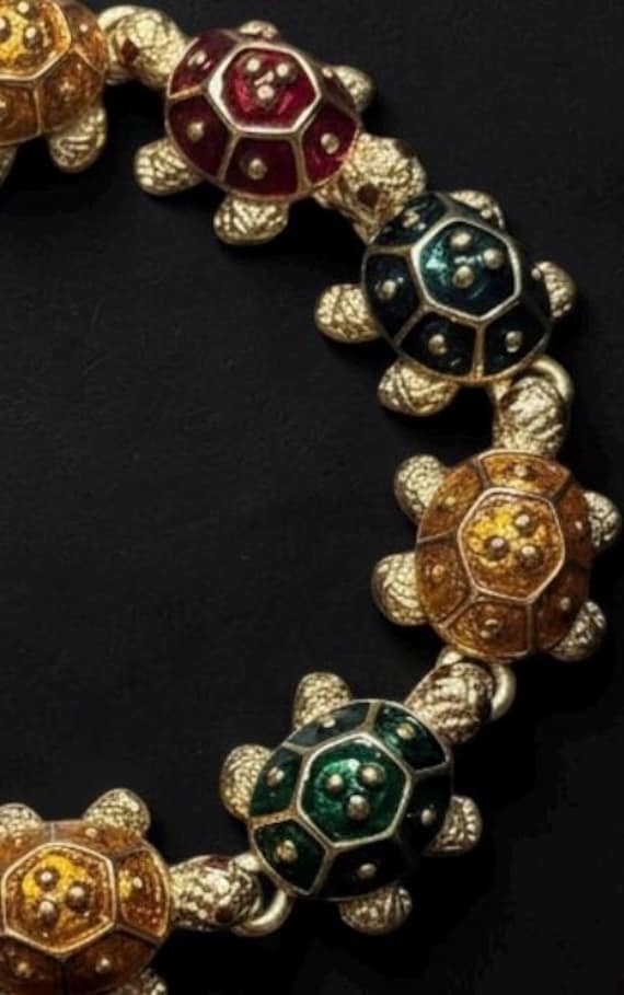 Vintage KJL Kenneth Jay Lane Turtle Link Bracelet - image 3
