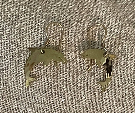 Gold Wild Bryde Signed Dolphin Earrings - image 1