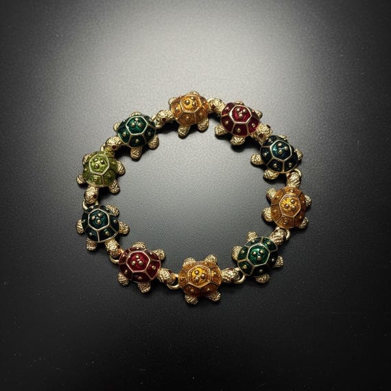 Vintage KJL Kenneth Jay Lane Turtle Link Bracelet - image 1