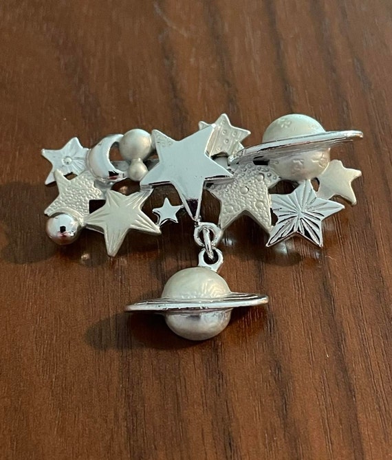 Vintage Torino Stars and Planets Brooch in Silver… - image 1