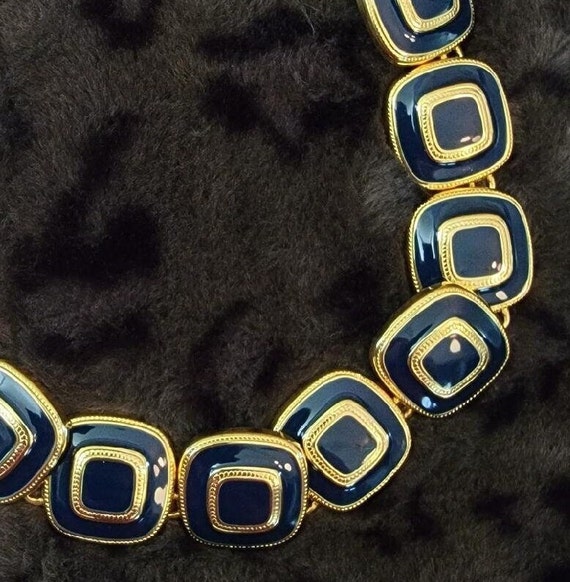 80s Navy and Goldtone Choker - image 2