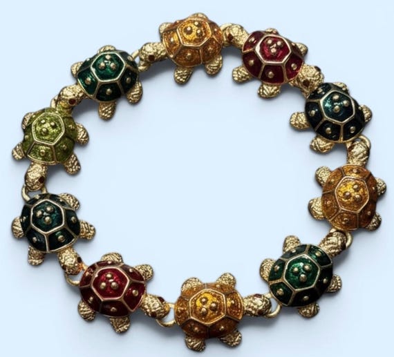 Vintage KJL Kenneth Jay Lane Turtle Link Bracelet - image 5