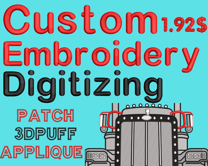 Custom Embroidery Digitizing / Pes / Dst / Ofm / Vp3 / Hus / Jef