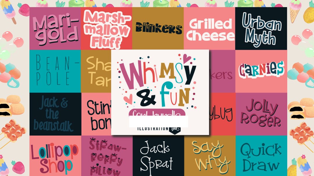 Whimsy and Fun Font Bundle, Cricut Fonts, Procreate Fonts, Handwritten ...