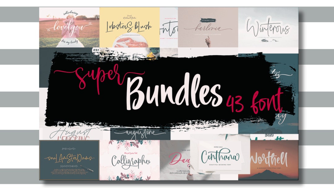 Super All Font Bundle Instant Digital Download Procreate Prints Vintage ...