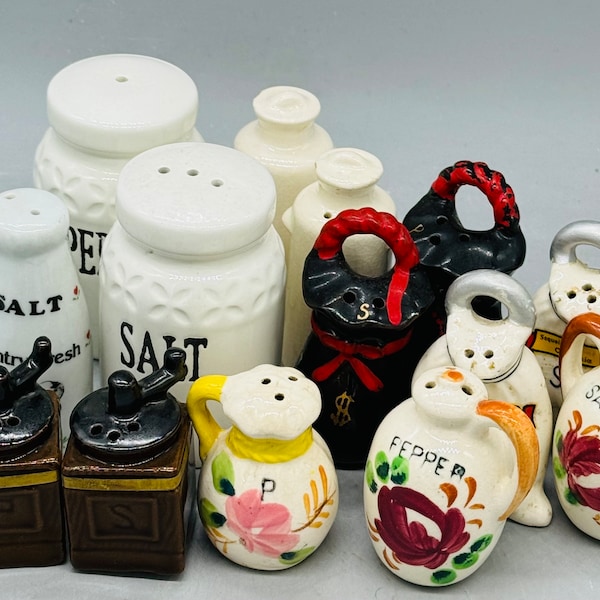 Vintage Home Themed and Household Items Ceramic Salt and Pepper Shakers Sold Individually/ Kitchenware Themed Shakers