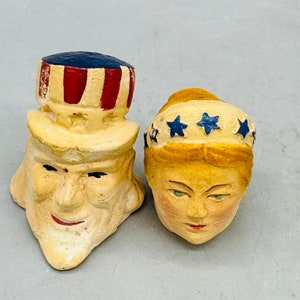 Vintage Ceramic American Themed Salt and Pepper Shakers Sold Individually Patriotkc Heads RWB