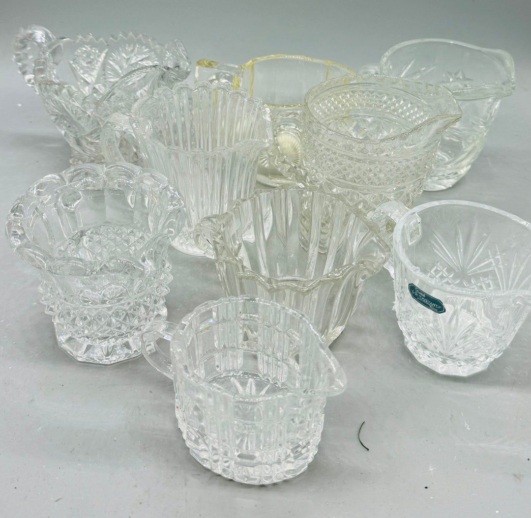 Antique Glass Condiment Sets for Tea and Coffee /vintage Clear Glass ...