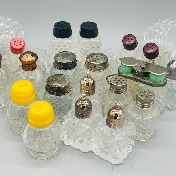 Vintage Mini Individual Glass Salt and Pepper Shaker Sets