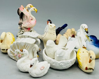 Vintage Ceramic/ China Swans, Flamingos or Other Bird S&P Shakers Sold in Sets or Singles