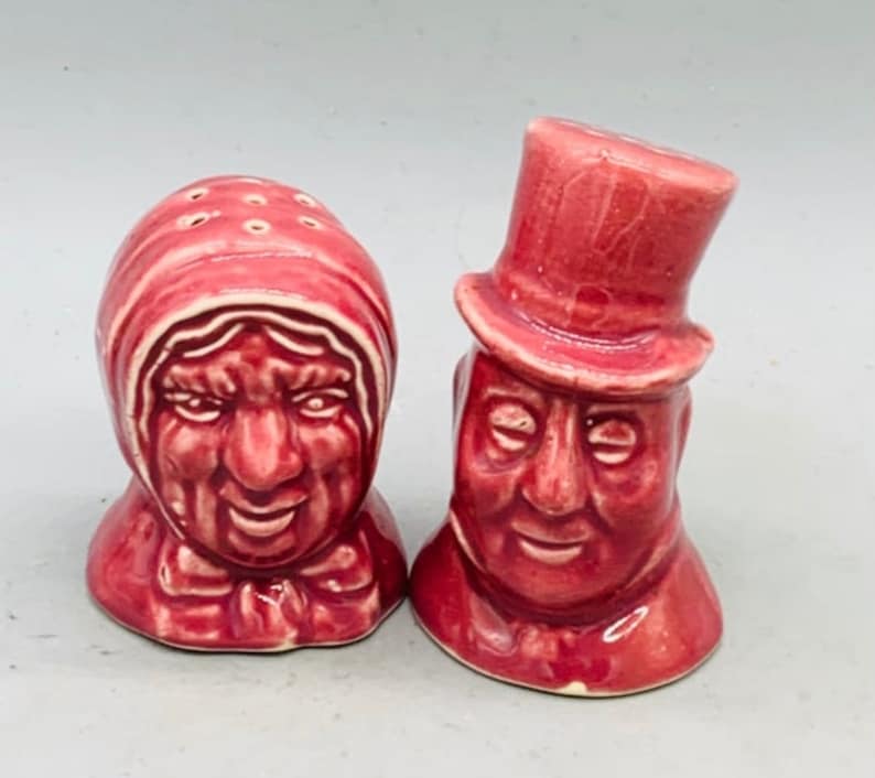 Vintage Ceramic American Themed Salt and Pepper Shakers Sold Individually Pink Quaker Couple