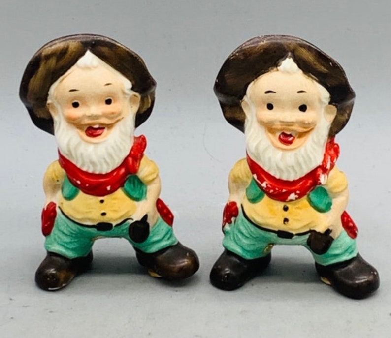 Vintage Ceramic American Themed Salt and Pepper Shakers Sold Individually Gold Prospector