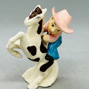 Vintage Ceramic American Themed Salt and Pepper Shakers Sold Individually Cowboy on Horse