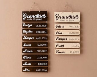 Personalized Wooden Sign, Christmas Gift for Grandma from Daughter, Grandchildren Sign, Wooden Name Signs, Home Decor, Personalized Gift E98