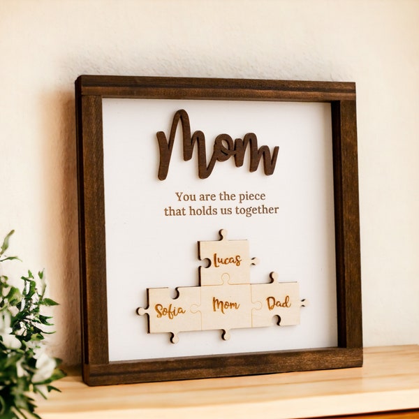 Wooden Mom Puzzle, Mom Puzzle Sign, Gift From Daughter, Mothers Day Puzzle, Grandma Frame, Mom Birthday, Unique Gift For Her J29