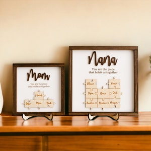 Gifts For Mom, Mama Puzzle Piece Sign, You are the piece that holds us together, Choose your Puzzle Piece Color and Desired Names J29 image 5
