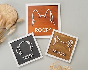 Arte enmarcado con orejas de perro, Dibujo lineal personalizado de orejas de perro, Obra de arte enmarcada, Regalo conmemorativo único para perros, Regalo conmemorativo para mascotas, Marco conmemorativo para perros E11