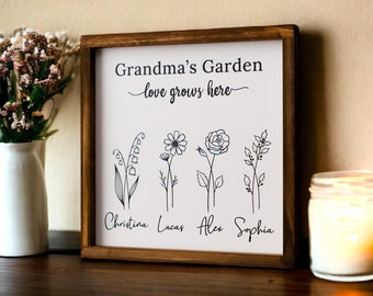 Nana's Garden Sign, Mothers Day Grandma, With Children Names, Wooden Sign, Layer Wood Art, Mom Birthday Gift, Mom's Garden Sign J16