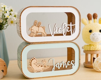 Personalized Piggy Bank, Kids Bank, Money Box, Custom Piggy Bank, Name Piggy Bank, Wooden Cash Box, Custom Piggy Bank, Gifts For Kids G87