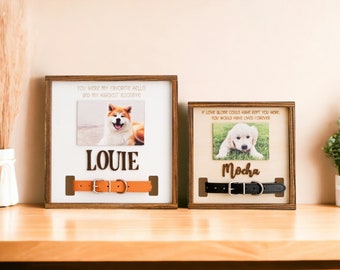 Pet Memorial Frame, Dog Sympathy Gift, Remember Pet, Memorial Plaques, Cat Photo Frame, Custom Engraved Sign, Collar Remembrance R06