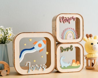 Baby Letter Spaarpot, Muntbank, 1 Jaar Oud Cadeau, Geldbanken, Houten Geldkist, Naam Spaarpot, Spaarpot, Montessori Kamer E10