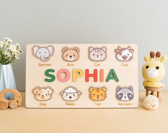 Wooden Name Puzzle, Busy Board Puzzle, Name Gift, Personalized Baby, Preschool Toys, Baby Girl Gift, Learning Puzzle, Kids Name Sign J79