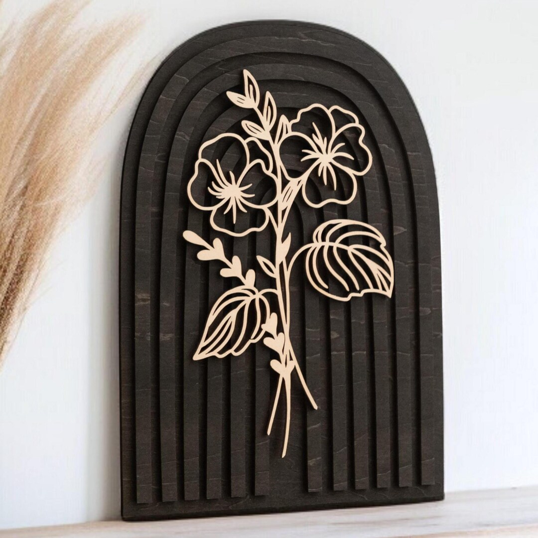 Arched Wildflower Botanical Wood Wall Hanging for Home Style R25 - Etsy