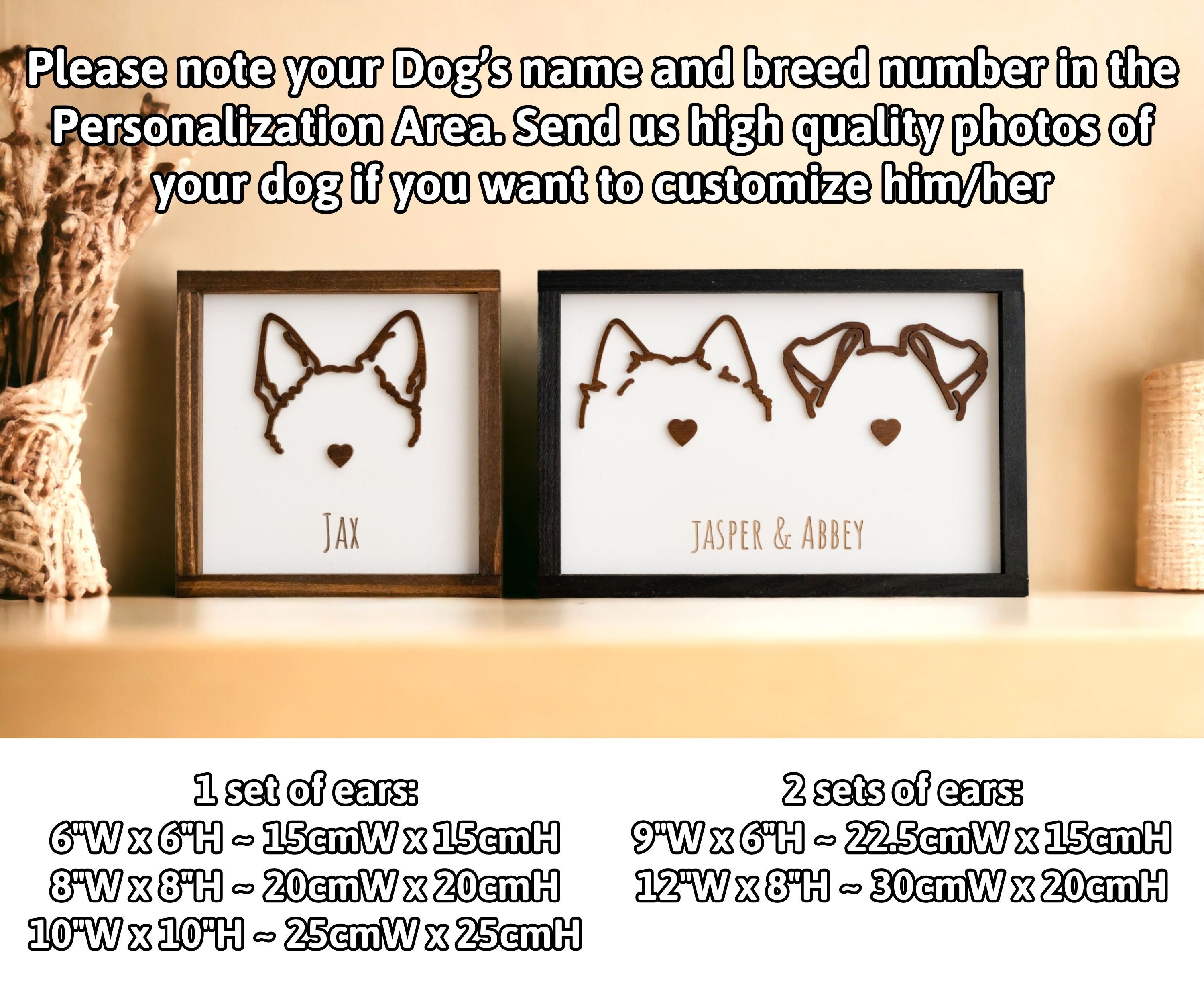 Memorial Dog Ear Sign Custom Pet Art Personalized Pet Loss Gift E15