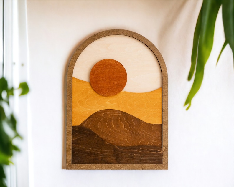 Sun Moon Wall Art, Rustic Decor, Mid Century Art, Modern Minimalist