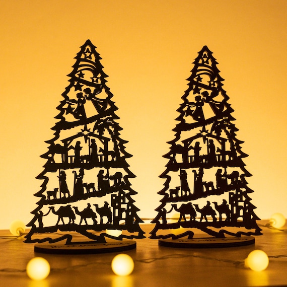 Nativity Christmas Tree, Christmas Decor, Nativity Art, Christmas Gifts, Wooden Nativity, Christmas Art, Nativity Scenes, Rustic Xmas R53