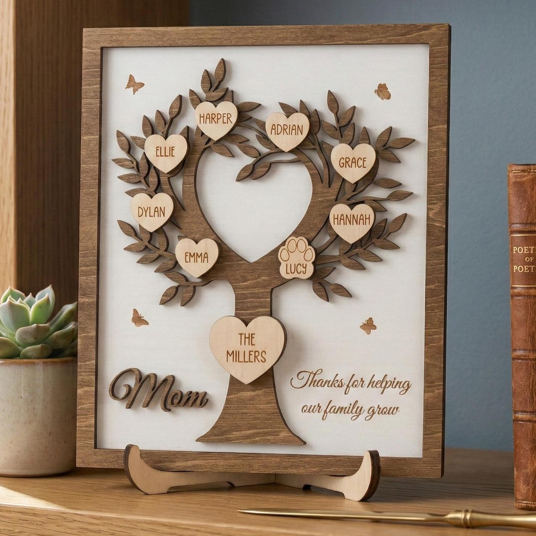 Personalized Wooden Family Tree Panel for Living Room Decor D53 - Etsy