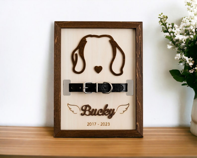Personalized Dog Ear Sign, Memorial Sign, Dog Memorial Gift, Pet Ear Outline, Pet Ear Art, Unique Dog Gift, Memorial Portrait E71 image 1