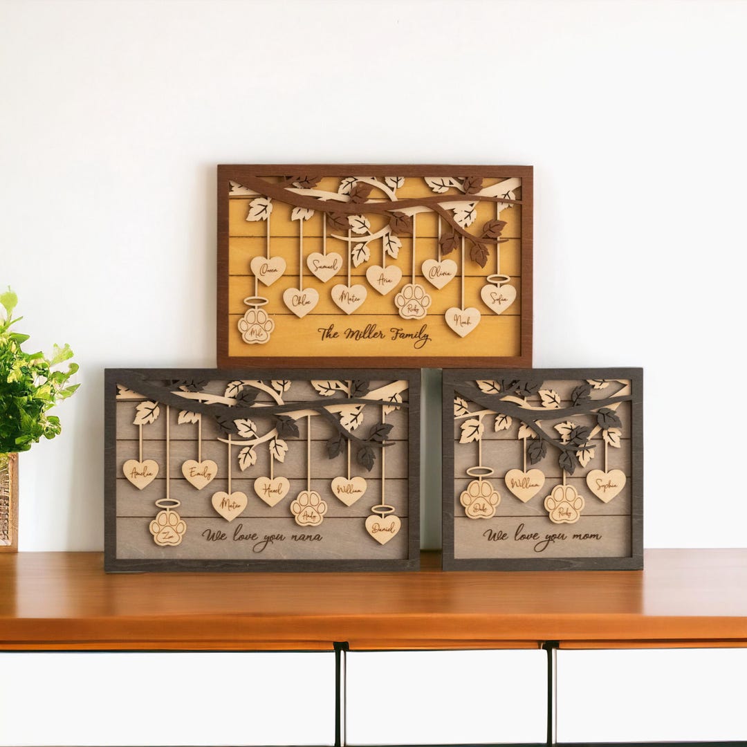 Personalized Family Tree Wooden Plaque With Names, Table Display E25 - Etsy