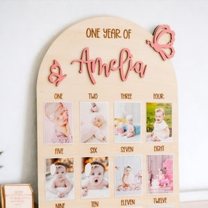 First Year Photo Board, Nursery Sign, Custom Gift, One Year Board, Kids Bedroom Decor, First Birthday, Milestone Photo Sign, New Baby J20 image 7