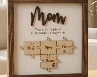 Custom Wooden Puzzle Frame for Mom Table and Family Decor J29